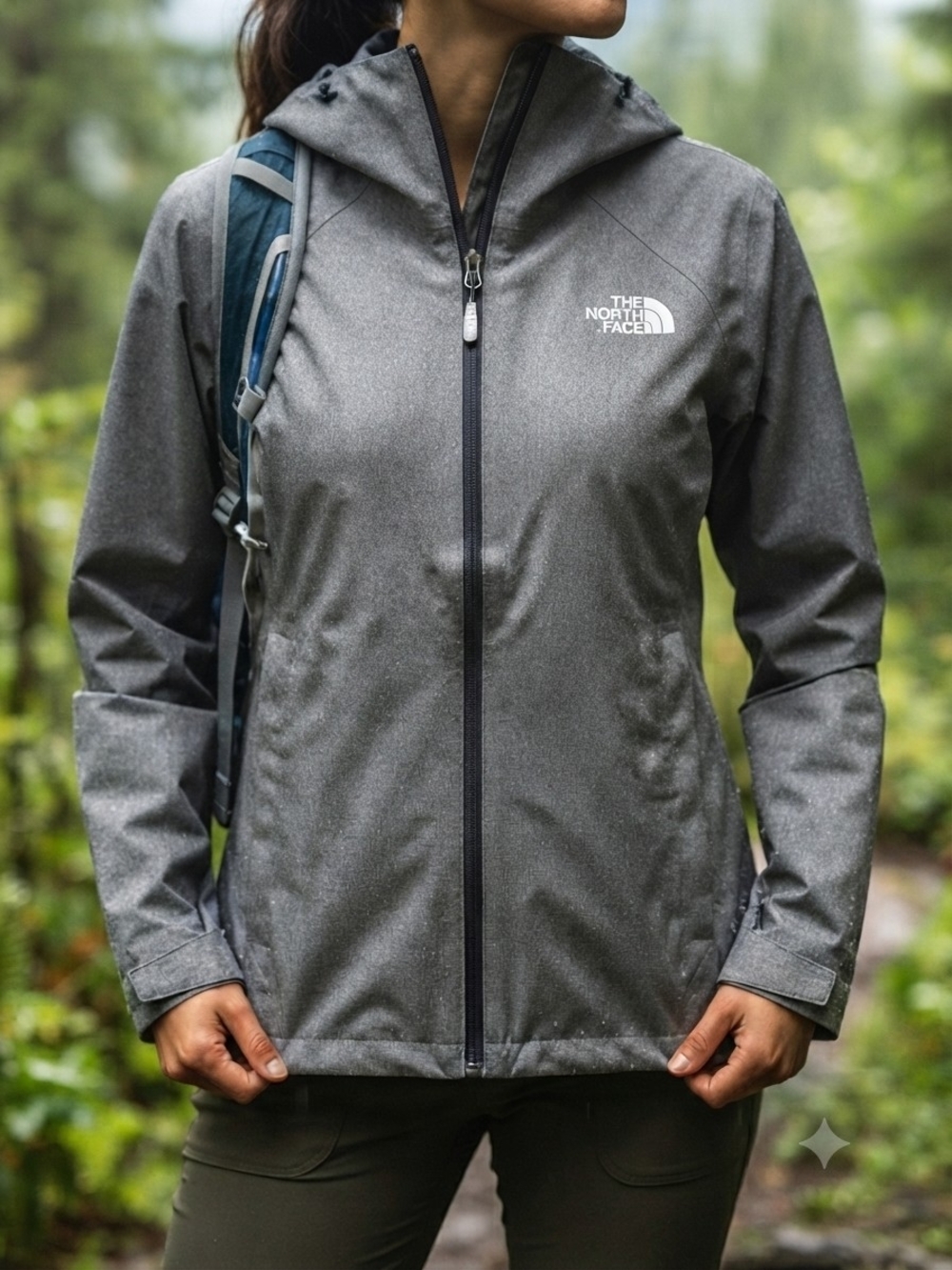 The North Face Gray Heather Waterproof Rain Jacket Size M